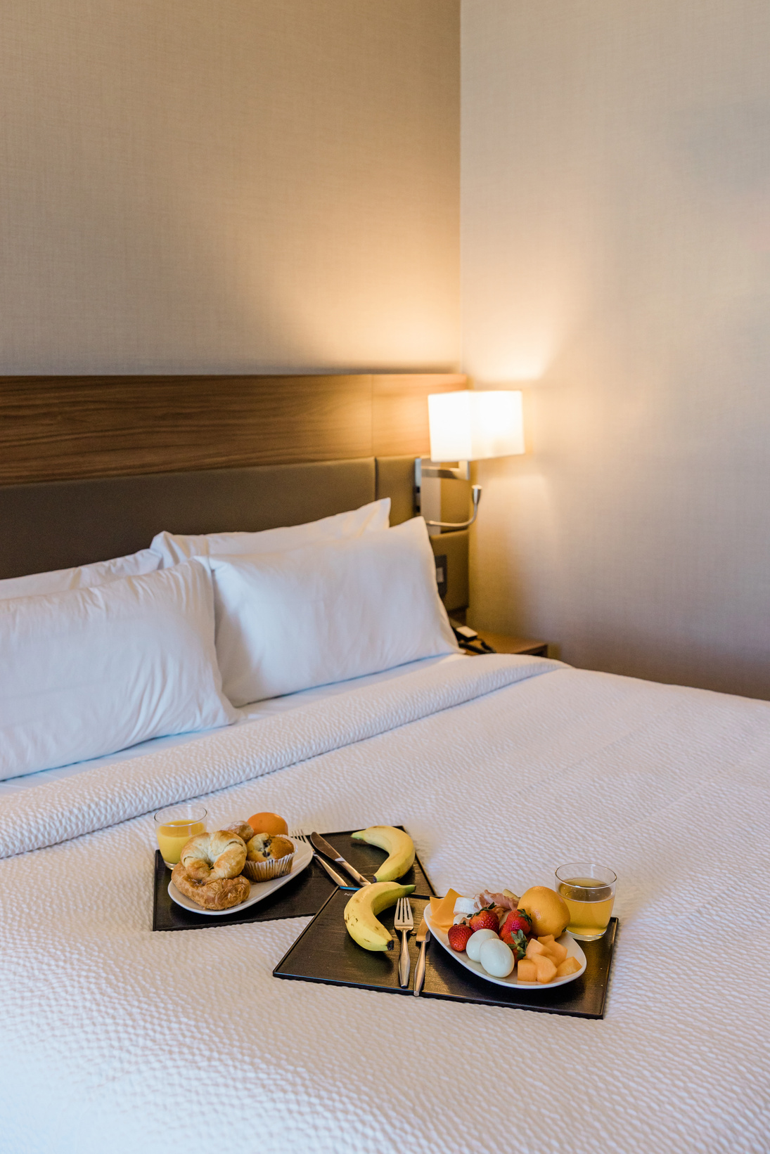 Staycation Food on Hotel Bed